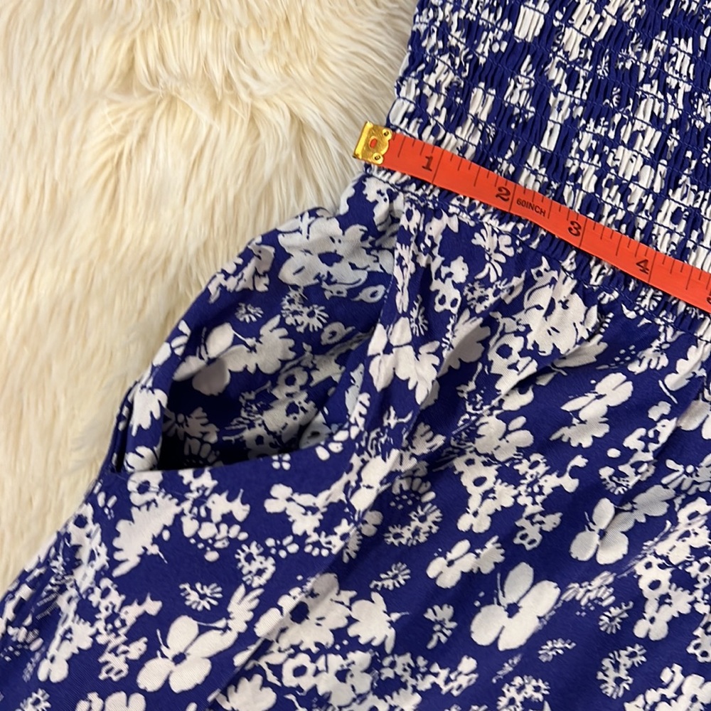 Express Blue and White Floral Off the Shoulder Dress - Picture 7 of 9
